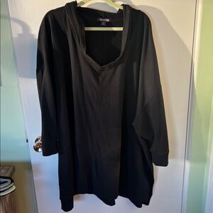 Roaman's Cozy Black Knit Tunic Hoodie Sweatshirt 4X 34/36